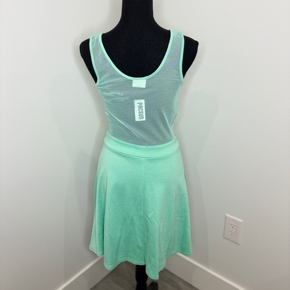 Pacsun Light Blue/Green Mesh Back & Sides Skater Dress (M) - Picture 6 of 10